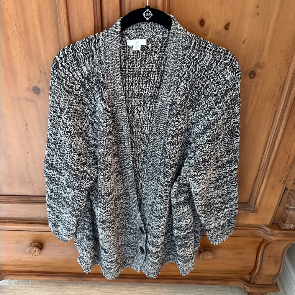 J. Jill Black and White Cardigan Sweater
 3/4 Sleeve